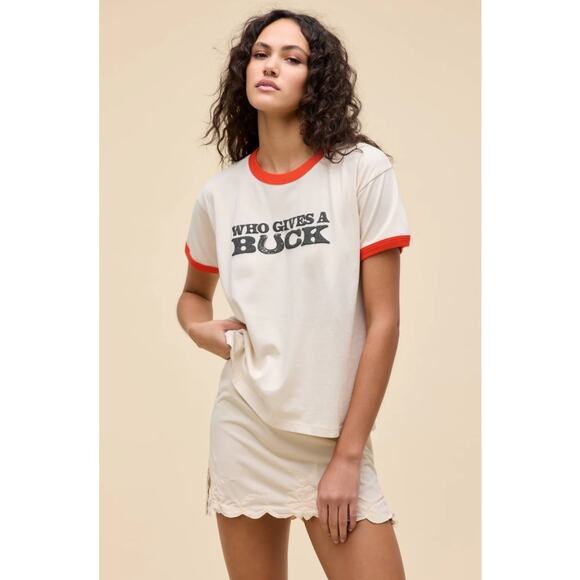 Daydreamer Who Gives A Buck Vintage Ringer Tee Small NEW NWT - Picture 1 of 6